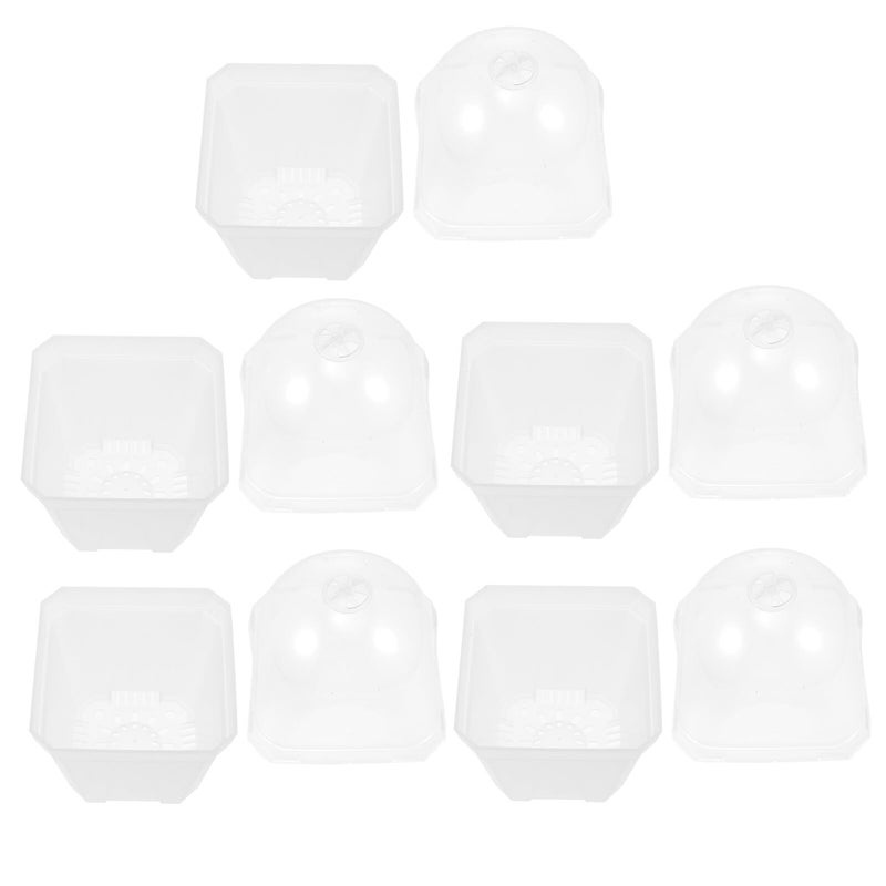 Kichvoe 5pcs Thickened Plastic Plant Germination Pots with Lids Semi Square Flowerpots for Seed Starting - Image 2